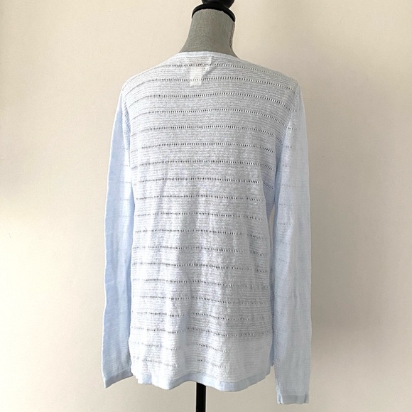 Cynthia Rowley Light Blue Linen Knit Long Sleeve Sweater Sz L Coastal Chic Prepp - Picture 4 of 7